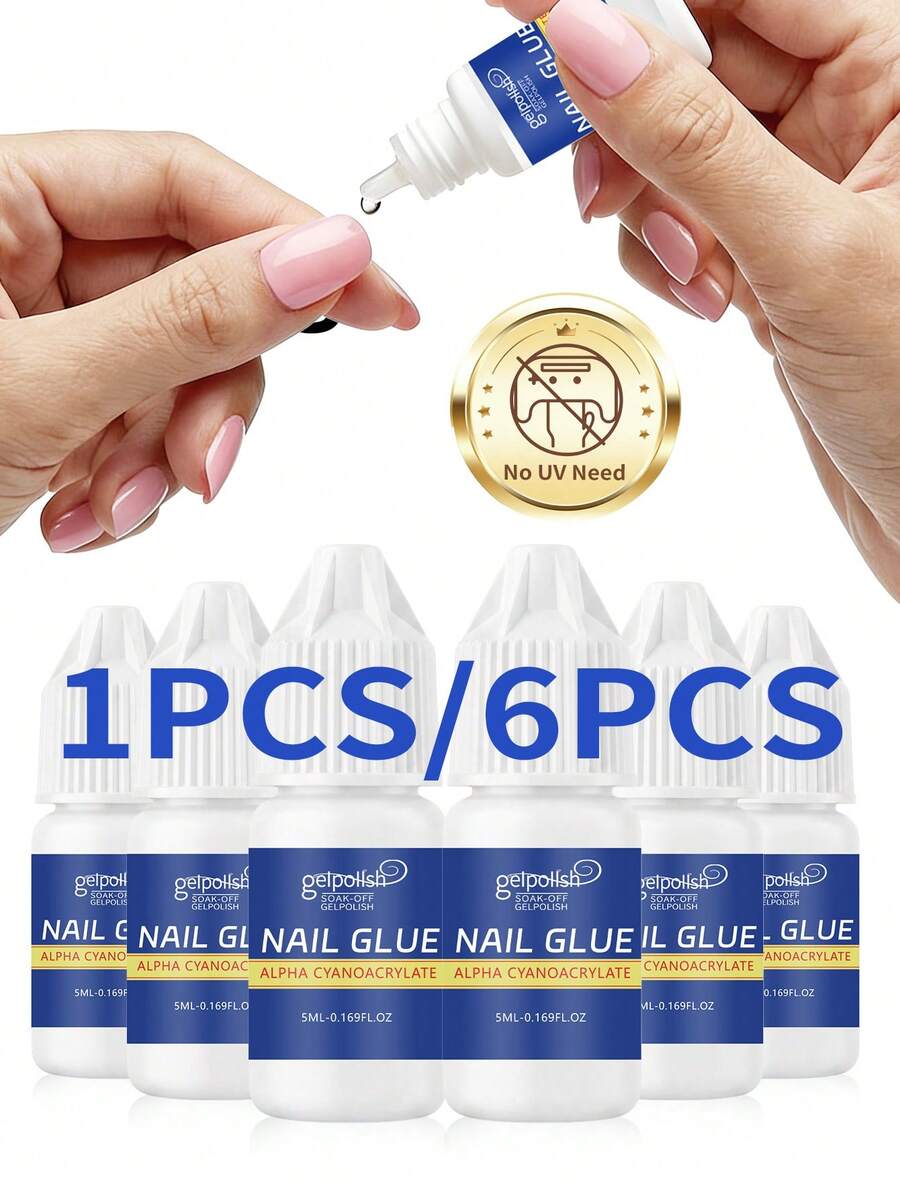 GELPOLISH 1件/6件 3g 透明持久水鑽美甲膠，適用於壓克力指甲、美甲藝術膠、指甲貼片膠凝膠
