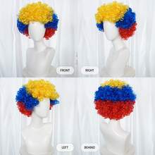 Peruca Colorida de Palhaço, Peruca Curta Encaracolada de 8 Polegadas Unissex Anos 70 80 90 Hippie Disco para Fantasia de Festa de Halloween Cosplay Decorações de Natal Cabelo Peruca de Rocker Heavy Metal para Fantasia Engraçada Louca Peruca de Pegadinha para Feriado Aniversário - Multicolorido - Visão 21