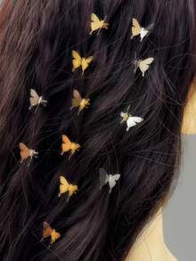 10pcs Metal Mini Butterfly Hair Clips,Suitable Gift For Mom,Friends,Teachers,Holidays,Elegant Vintage Design For Daily Wear - Gold - View 6