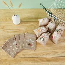 10pcs-Linen Bags, Christmas Gift Bags, Holiday Gift Bags, Jewelry & Snack Storage Bags, Gift Bags - View 6