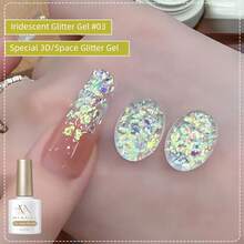MIANEL GEL 10ml 全息閃粉凝膠指甲油 2026年新款限量版 超亮大顆粒閃粉 璀璨虹彩雷射閃粉 適用於美甲沙龍與DIY美甲 LED固化 - 彩色 - 查看 5