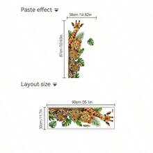 1/3/5pcs Vertical Jungle Animal Wall Decals, Giraffe Lion Tiger Leopard Tropical Monstera Leaf Print, Self-Adhesive Removable Vinyl Wall Mural For Living Room Bedroom Kids Room Decor - Animal Stickers - View 10