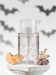 Botella de viaje recargable de PET transparente con patrón de lazo y corazón, dispensador de desmaquillante con bomba portátil de 3.38oz/6.76oz, apta para quitaesmalte, tónico y desmaquillante, diseño de tapa redonda, lavable a mano, reutilizable, botella de desmaquillante - Multicolor - Ver 6