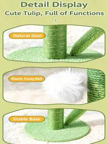 1pc Tulip-Shaped Cat Scratching Board With Sisal Rope, Pet Cat Scratching Post Toy - Multicolor - View 4