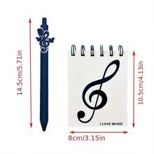 Musical Instrument Gift Set, Music Symbol Theme Stationery Combination, Includes Music Theme Notebook And 2-In-1 Music Symbol Pattern Gel Pen Set, Creative Music Accessories Gift, Music File Storage Set - Notebook Set - View 12