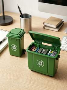 Tempat Sampah Mini Hijau untuk Meja, Keranjang Penyimpanan Kantor, Penjepit Kertas, dan Aksesori Meja Kecil - Versi yang ditingkatkan - View 6