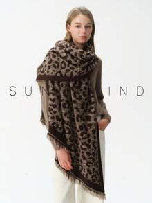 1pc Women's Leopard Print Fashion Elegant Polyester Faux Mink Fur Scarf, Warm For Autumn/Winter, Daily Wear, Halloween - Coffee - View 8