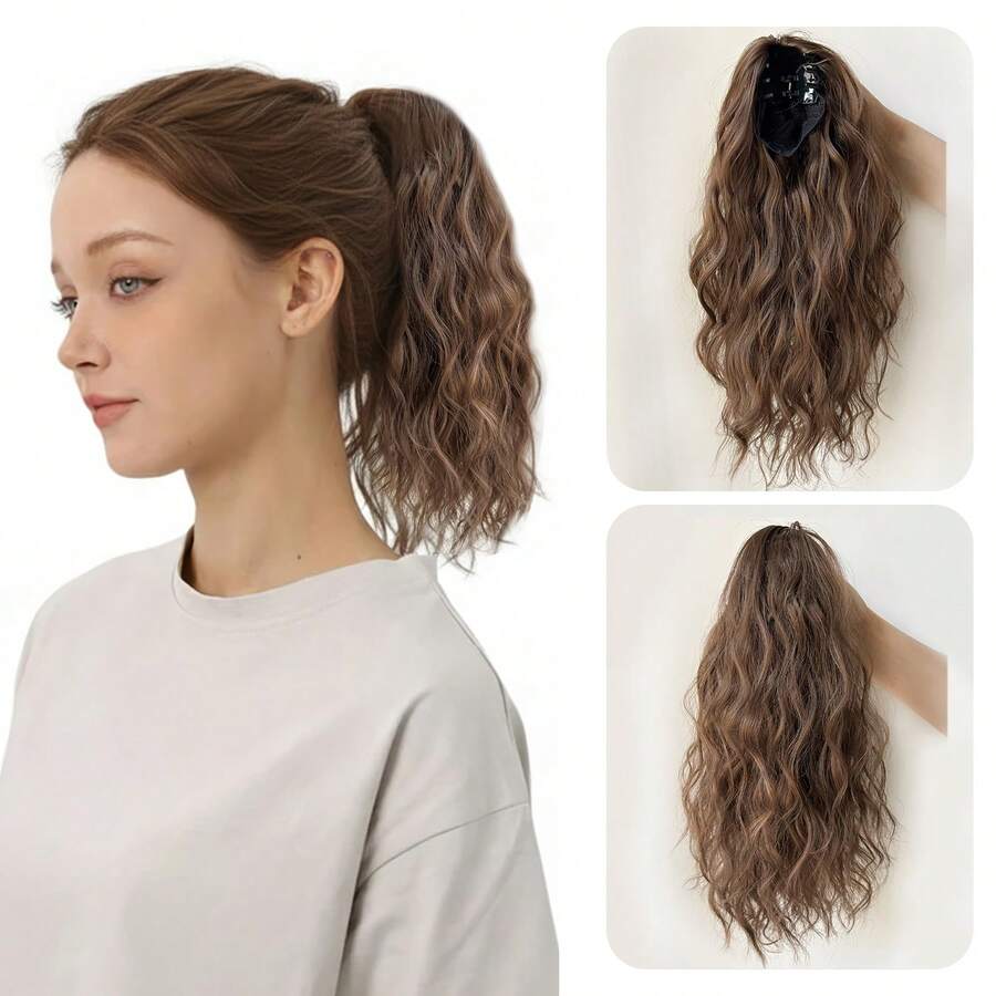 Claw Clip On Ponytail For Women Curly Wave Ponytail Hair Extension For Synthetic Short Curly Hair Pieces - Multicolor - View 1