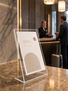 1/2/4pcs Acrylic Sign Holder, Transparent Plastic Display Stand, Transparent T-Shaped Plastic Display Stand, Photo Frame Display Stand, Suitable For Brochures, Menus, Flyers, Papers, Photos, Business Cards, Restaurant, Wedding , Office Or Desktop - Multicolor - View 2