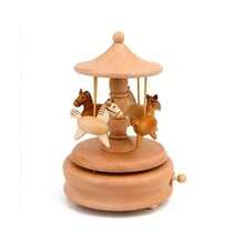 1pc 2D Flat Printed Acrylic Simulated Wooden Horse Music Box Ornament, Christmas Table Decor Gift, Home Decor, Kitchen Decor, Room Decor, Party Decor, Decorative Craft, Desk Ornament, Dining Table Decor Ornament - Beige - View 4