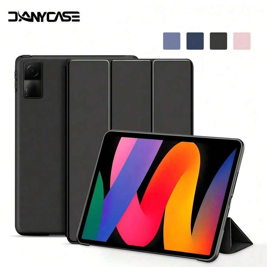 Solid Color TPU Basic Pad Case Smart Flip Cover Case For Pad SE 11-Inch (2023), Pad Pro 12.1-Inch (2024), Pad 2 11-Inch (2025), POCO Pad 12.1-Inch, Supports Auto Wake/Sleep Function Spring Gift - Black - View 1