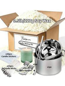 Panci Pelebur Lilin/Pengaduk/Braket Tetap/Bahan Baku Buatan Tangan DIY, Perlengkapan Pembuatan Lilin, Bahan Cetakan untuk Lilin Cangkir, Lilin DIY, Penggunaan untuk Pemula/Set Pemula Lengkap - Satu Set Perlengkapan Pembuatan Lilin - View 1