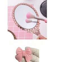 1pc Vintage Handheld Makeup Mirror, Floral Etched Electroplated Mirror Surface, European Retro Floral Pattern Handheld Travel Mirror, Suitable For Handbags And Vanity, INS Style Rose Gold Hand Mirror, Creative Gift For Brides, Teenagers And Vintage Lovers - Multicolor - View 12