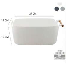 Double-Eared Storage Basket, Thickened Plastic Desktop Storage Box, Household Miscellaneous Storage Box With Wooden Handle - View 15