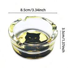 Drinking Cat Pattern Glass Ashtray, 3.34 Inch Round Ashtray, Decorative Ornament Ashtray, Gift For Boyfriend/Girlfriend - Drinking Cat - View 3