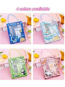 6pcs Student Stationery Set, Learning Stationery Gift, Christmas Eve, Christmas Stationery Gift Set, Includes Pencils, Erasers And Rulers, Suitable For Learning Stationery, Creative Hand-Carried Stationery Gift Box Prize Souvenir, Back To School Season - Multicolor - View 4