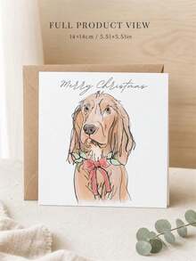 1pc Customized Watercolor Pet Photo Greeting Cards, Golden Retriever Christmas Greeting Cards, Personalized Dog Christmas Blessing Cards With Envelopes, Pet Owner Holiday Gift Cards. - Multicolor - View 7