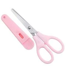 3-Color Stainless Steel Round Tip Scissors With Protective Cover, Pink, Purple And Light Blue Portable Multi-Function Scissors, Ergonomic Design, Suitable For Office, School, Home And Craft Projects - Multi-color - View 3