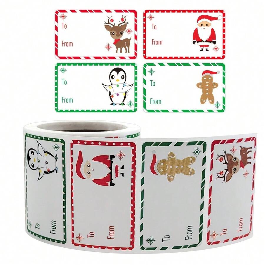 250pcs/Roll Christmas Holiday Decoration Gift Series Self-Adhesive Sticker Labels - Multicolor - View 1