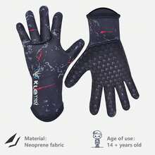 3mm Neoprene Diving Gloves For Men, Winter Swimming Fishing Gloves, Anti-Slip Anti-Sting Wear-Resistant Warm Water Gloves, Cold Protection Snorkeling - Printed - View 1