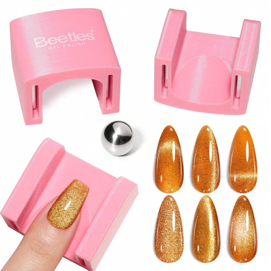 Beetles Cat Eye Magnet For Nails, U-Shaped Glass Bead Magnetic Nail Art Tool For 5D Aura, French & Multi Cat Eye Effects - Cat Eye Magnet for Nails - 查看 1
