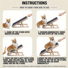 Adjustable Wooden Pet Ramp, Ideal For Medium-Sized Dogs. Portable Folding Ladder With A Striped, Non-Slip Polyester Surface For Accessing Beds And Cars. Includes Two Height Settings And A Non-Slip Ramp. - Pet Supplies. - Black - View 3