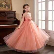 Tween Girl Sweet Princess Dress, Formal Gown For Wedding, Flower Girl, Birthday Party, Vacation, Pageant, Host, Piano Performance, Evening Dress - Pink - View 2