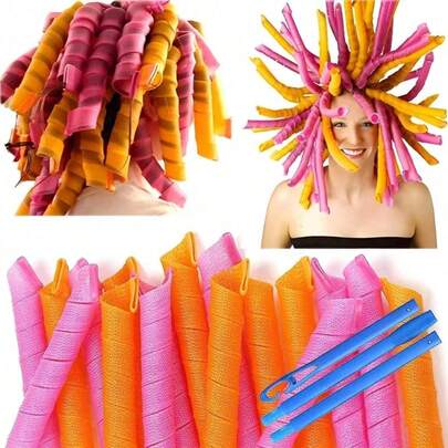 12/2 Pcs No Heat Hair Curlers, Spiral Curls Styling Without Heat, Magic Hair Curlers With Styling Hook, For Home Salon DIY, Create Various Hairstyles