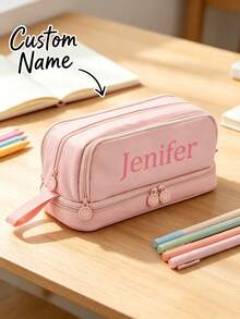 Tempat Pensil Kapasitas Besar yang Dapat Dipersonalisasi, Kantong Pensil dengan Nama yang Dapat Disesuaikan, Cocok untuk Spidol dan Penyimpanan Alat Tulis Portabel, Ideal untuk Kembali ke Sekolah, Kantor dan Perjalanan, Hadiah Ulang Tahun, Hadiah Sempurna untuk Pria/Wanita, Desain Estetis - MultiWarna - View 5