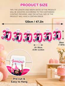 客製化生日橫幅、個性化照片派對裝飾、可愛慶祝掛飾、客製化姓名橫幅、可客製化年齡派對裝飾、生日禮物 - 風格E - 查看 6