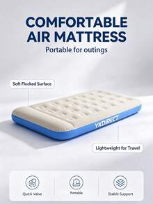 [Portable Air Mattress] 1pc Portable Air Mattress 76" X 39" Standard Soft Inflatable Sleeping Pad, Outdoor Tent Camping Foldable Sleeping Mat, Pump Not Included - A - View 4