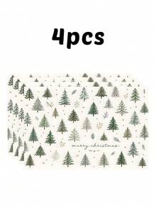 2/4pcs Christmas Linen Placemats, Snowman, Poinsettia, Christmas Ball, Christmas Elf, Gingerbread Man, Christmas Tree Patterns, Suitable For Dining Room, Kitchen, Winter Christmas New Year Family Gathering, Great Holiday Gift Choice - Multicolor - View 17