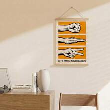 1pc Lets Handle This Like Adults Rock Paper Scissors Wall Art Canvas Poster Prints Funny Game Quotes Painting Artwork Picture Giclee Print Bar Office Game Room Living Room Home Decors Unframed Or Framed/Wooden Hanging - Pattern - View 3