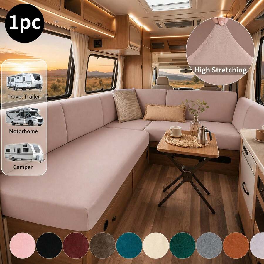 1Pc Milk Silk RV Sectional Sofa Slipcover, All Season Universal Anti-Scratch Anti-Slip Dustproof Couch Cover, Machine Washable Furniture Protector For Camper RV Living Room Bedroom Study - Multicolor - View 1