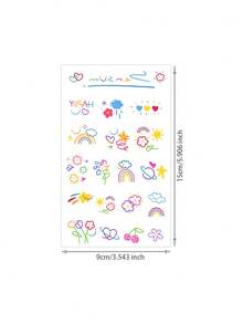 1pc Washable Ins Style Niche Healing Tattoo Sticker, Scattered Small Flowers + Planets, Waterproof Non-Fading Forest Fresh Upper Arm Realistic Tattoo Sticker For Girls - Multicolor - View 5