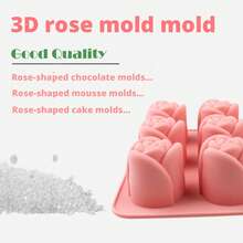 Rose-Shaped Silicone Baking Mold, Non-Stick Easy Release, Silicone, Suitable For Cupcakes, Chocolate, Mousse And Other Baked Goods, Baking Gift, Beginner DIY, Home Baking - Pink - View 4