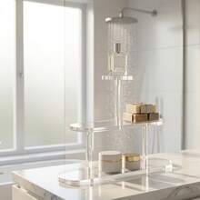 1PC Modern Transparent Acrylic Display Stand - Detachable Storage Rack, Suitable For Spices, Small Figurines, Perfume And Jewelry Display, Ideal For Bedroom, Living Room Desktop Organizer - Clear - View 8