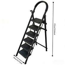 Multifunctional Mobile Ladder Frame, Widened Pedal, It Is Safer For Dad To Use, The Storage Does Not Occupy An Area, And It Can Be Placed In The Corner. The Household Warehouse Is Enough, And There Is No Need To Tiptoe For High Storage. - Long Six-step Staircase - BLACK - View 4