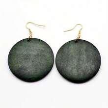 1 Pair Vintage Exaggerated Round Wooden Pendant Earrings - Geometry - View 8