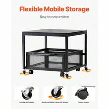 Fridge Stand With Storage, 198 Lbs Fridge Table With Movable Storage Cart Swivel Wheels, Beverage Refrigerator Stand Coffee Bar, Fridge Organizer Office Home Dorm, Black - B - View 5