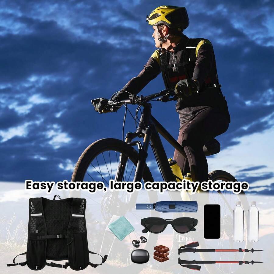 Running Vest Women Men, Lightweight Breathable Hydration Backpack With Adjustable Chest Straps, Running Backpack For Phone, Running, Cycling, Hiking, Trail - Black - View 1