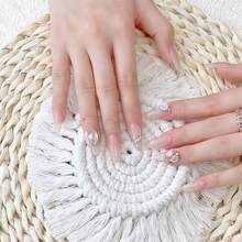 1pc Nail Art Photography Tassel Mat, Round Tassel, Tablecloth Protector, White Placemat, Woven Table Mat, Room Decor, Desktop Decoration, Heat Resistant - Multicolor - View 6