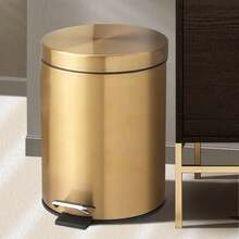 5-Liter Champagne Black Round Metal Foot-Operated Trash Can Waste Paper Basket Garbage Container With Detachable Inner Liner Bucket Suitable For Kitchen, Bathroom, Household, New Year Use - Multicolor - View 4