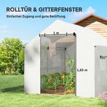 3 X 2 X 2 M Greenhouse, Plastic Film Greenhouse With 4 Mesh Windows, Wide Roll-Up Zipper Door, Insect Screen, UV Resistant - White - View 5