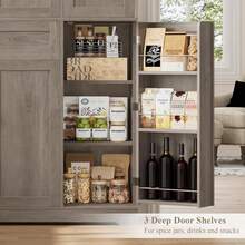 Kitchen Pantry Storage Cabinet Countertop Display Organizer Holder Storage Rack Frame With Doors Shelves Drawer Freestanding Food Storage Cupboard For Dining Living Room Ash Gray - Black - View 8