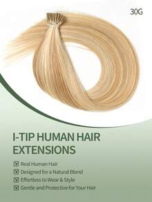 I Tip Hair Extensions Human Hair Extensions Color 1b Nature Black Straight Real Human Hair I Tip Keratin Extensions Invisible I Tip Human Hair Extensions Festival Concert Accessories Summer Travel Holiday Essentials - S27/613 - View 7
