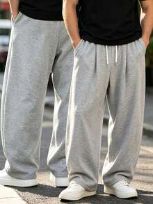 Men's All-Season Hip-Hop Style Loose Long Pants, Suitable For Daily Wear Sports - Light Grey - View 6