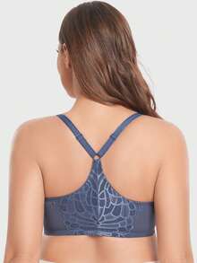 MELENECA Women's Racerback Front Closure Full Coverage Unlined Plus Size Underwire Bra - Dusty Blue - View 3