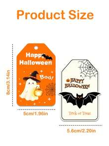 Halloween Gift Tags, 6 Pumpkin Ghost Witch Bat Designs With Jute Rope, Halloween Trick Or Treat Candy Box Decoration Labels, Halloween Party Favor Packaging Accessories - Multicolor - View 7
