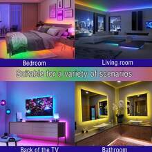 3.28FT-98.4FT RGB 室內燈條,可變色 LED 燈條附遙控器,適用於遊戲設備、臥室、電視背光與房間裝飾 - RGB - 查看 8